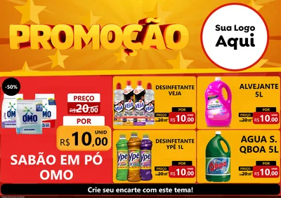 Modelo de Encarte para Encarte A4 Horizontal com o tema Promoção para Produtos de Limpeza