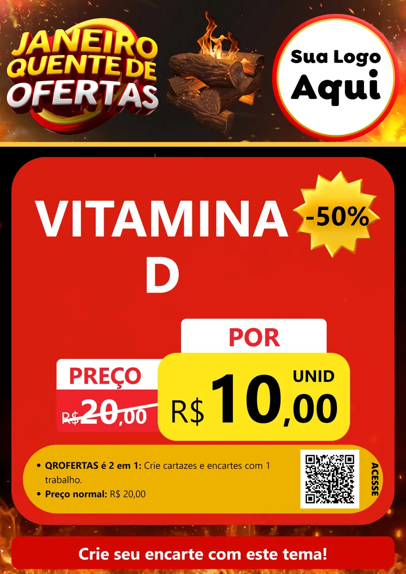 Modelo de Cartaz para Cartaz A4 Vertical com o tema Janeiro Quente de Ofertas para Farmácia