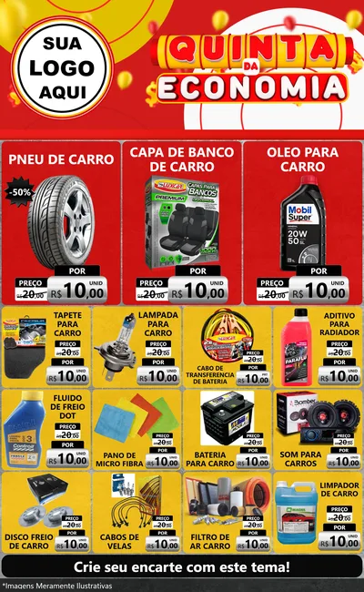 Modelo de Encarte para Encarte Grande com o tema Quinta da Economia para Auto peças