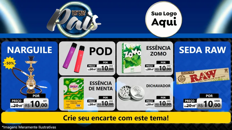 Modelo de TV para TV Horizontal com o tema Sorteio Dia Dos Pais para Tabacaria