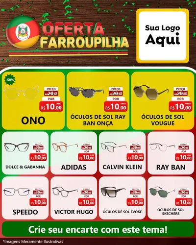 Modelo de Rede Social para Feed Instagram com o tema Oferta Farroupilha para Óticas
