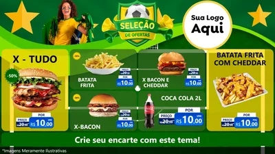 Modelo de TV para TV Horizontal com o tema Seleção de Ofertas - Copa para Hamburgueria