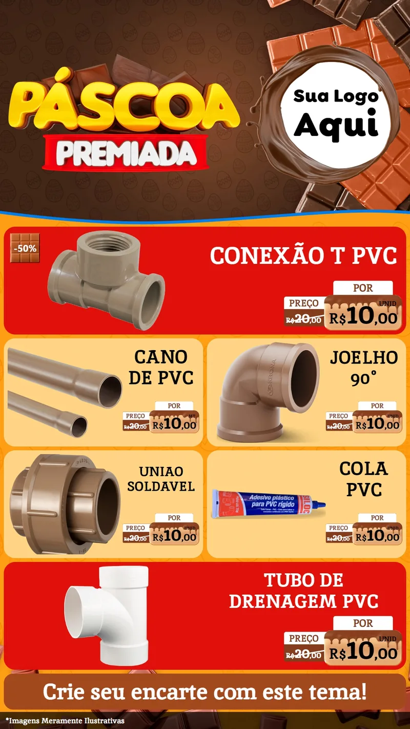 Modelo de TV para TV Vertical com o tema Páscoa Premiada para Tubos e conexões