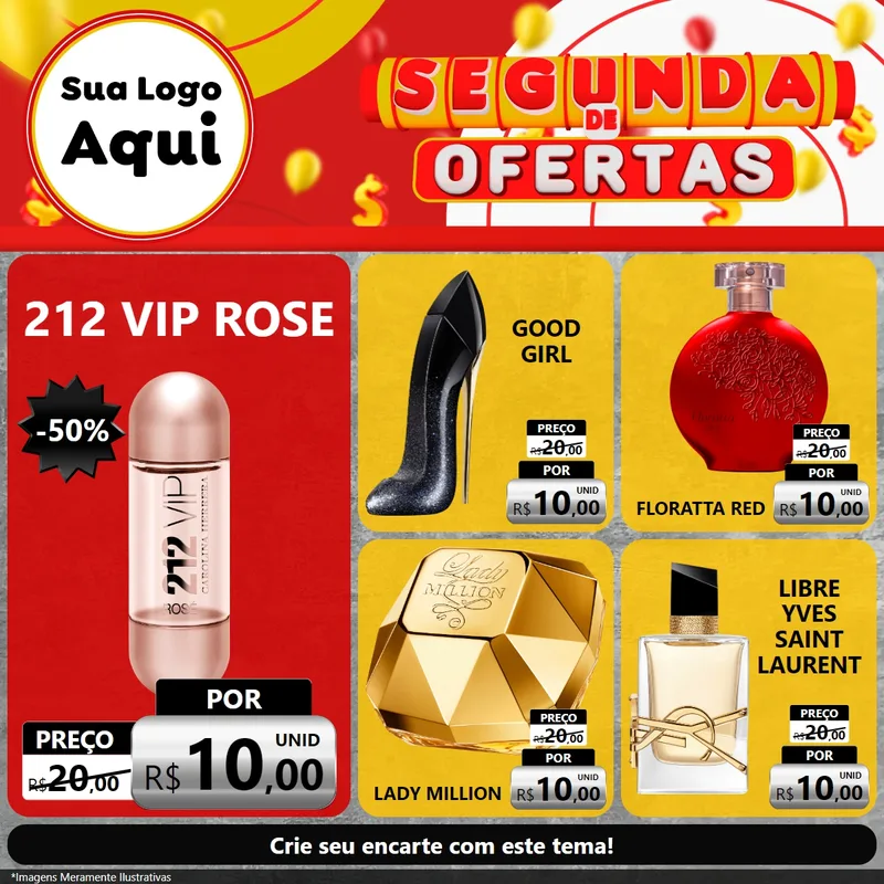 Modelo de Rede Social para Feed Facebook com o tema Segunda de Ofertas para Perfumes