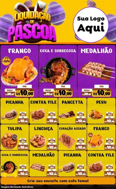 Modelo de Encarte para Encarte Grande com o tema Liquidação de Páscoa para Assados