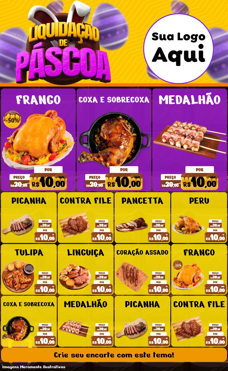 Modelo de Encarte para Encarte Grande com o tema Liquidação de Páscoa para Assados
