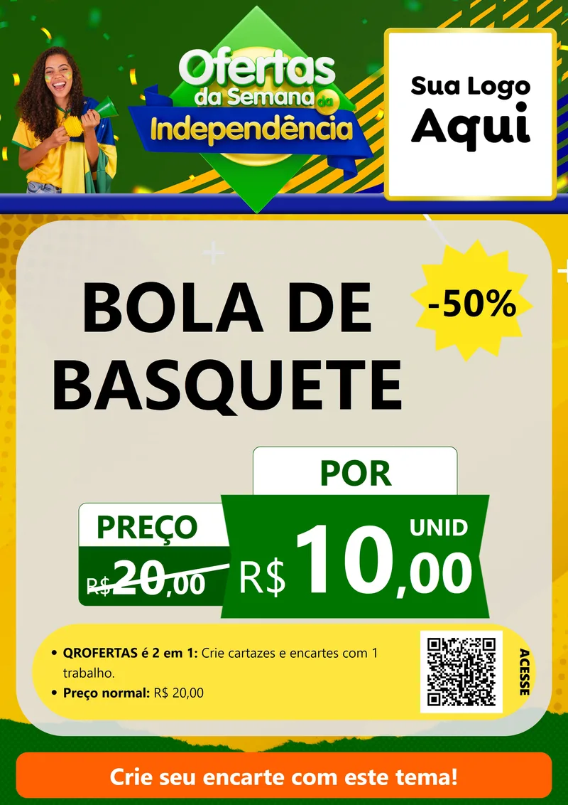 Modelo de Cartaz para Cartaz A4 Vertical com o tema Ofertas da Semana da Independência para Artigos Esportivos