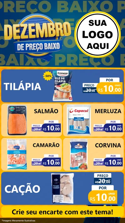 Modelo de TV para TV Vertical com o tema Dezembro de Preço Baixo para Peixaria