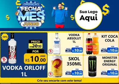Modelo de Encarte para Encarte A4 Horizontal com o tema Operação Fecha Mês, Junho para Distribuidora de bebidas