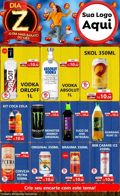 Modelo de Encarte para Encarte Grande com o tema Dia Z - O Dia Mais Barato Do Mês para Distribuidora de bebidas