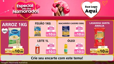 Modelo de TV para TV Horizontal com o tema Especial Dia dos Namorados para Supermercado