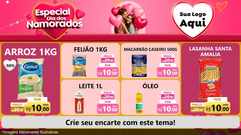 Modelo de TV para TV Horizontal com o tema Especial Dia dos Namorados para Supermercado