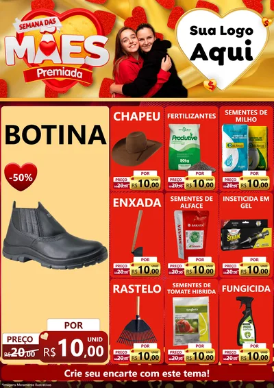 Modelo de Encarte para Encarte A4 Vertical com o tema Semana das Mães Premiada para Agropecuária