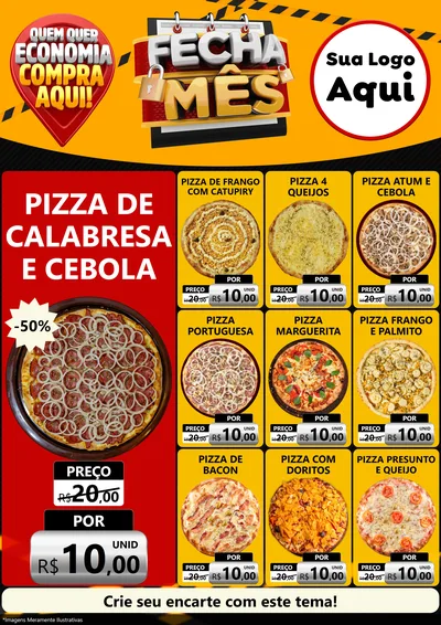 Modelo de Encarte para Encarte A4 Vertical com o tema Fecha Mês para Pizzaria