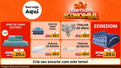 Modelo de TV para TV Horizontal com o tema Quarta da Economia para Cama, Mesa e Banho