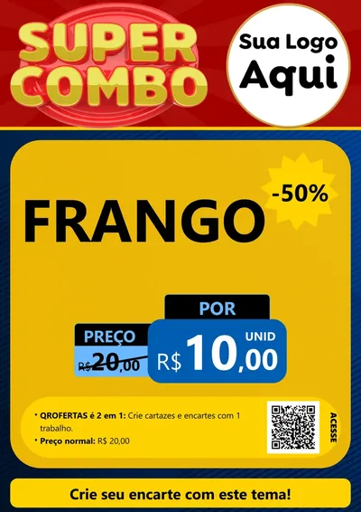 Modelo de Cartaz para Cartaz A4 Vertical com o tema Super Combo para Assados
