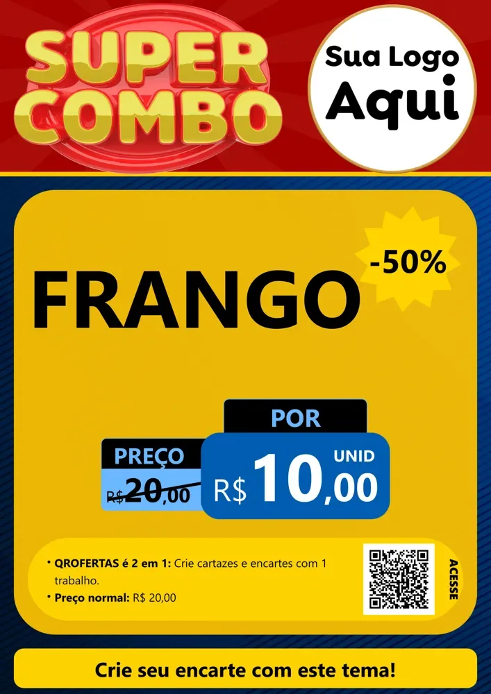 Modelo de Cartaz para Cartaz A4 Vertical com o tema Super Combo para Assados