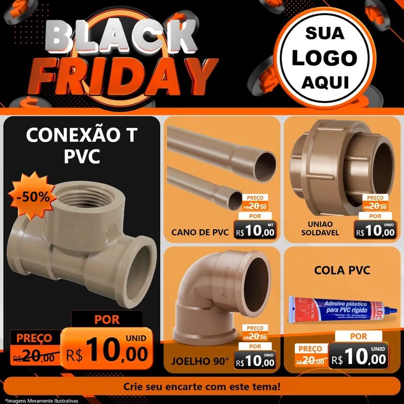 Modelo de Rede Social para Feed Facebook com o tema Black Friday para Tubos e conexões