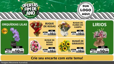 Modelo de TV para TV Horizontal com o tema Ofertas Fim de Ano para Floricultura e jardim