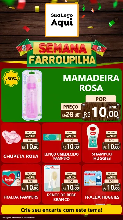 Modelo de Rede Social para Stories com o tema Semana Farroupilha para Bebês