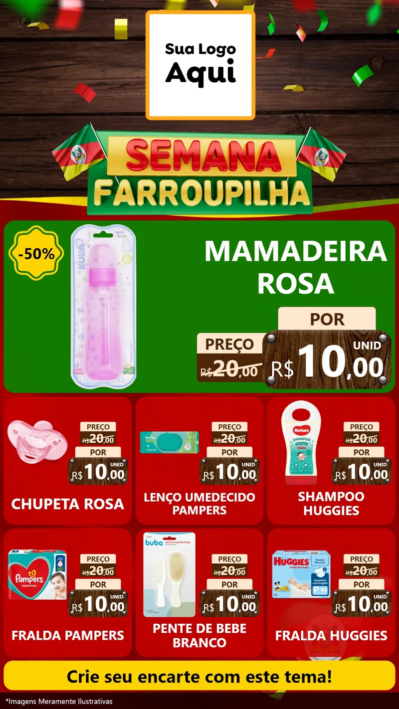 Modelo de Rede Social para Stories com o tema Semana Farroupilha para Bebês