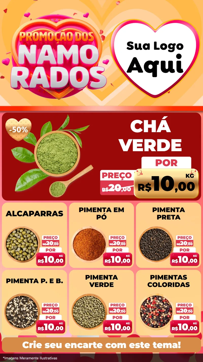 Modelo de Rede Social para Stories com o tema Promoção dos Namorados para Produtos Naturais