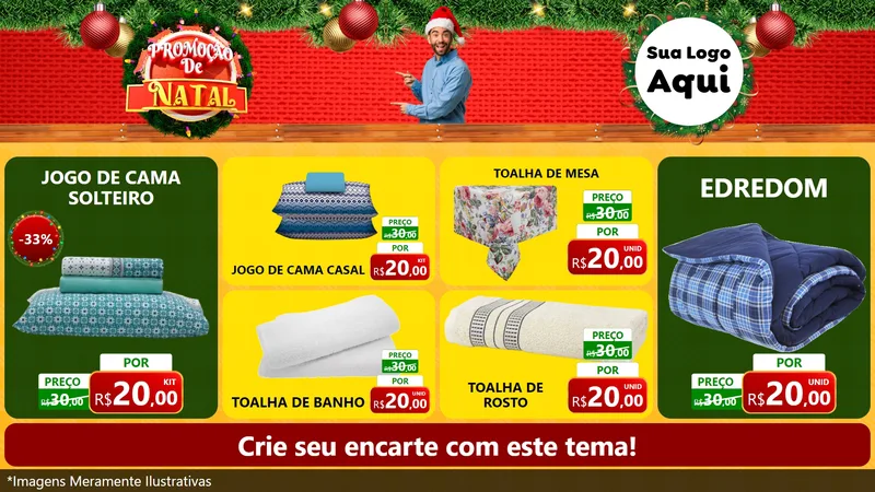 Modelo de TV para TV Horizontal com o tema Promoção de Natal para Cama, Mesa e Banho