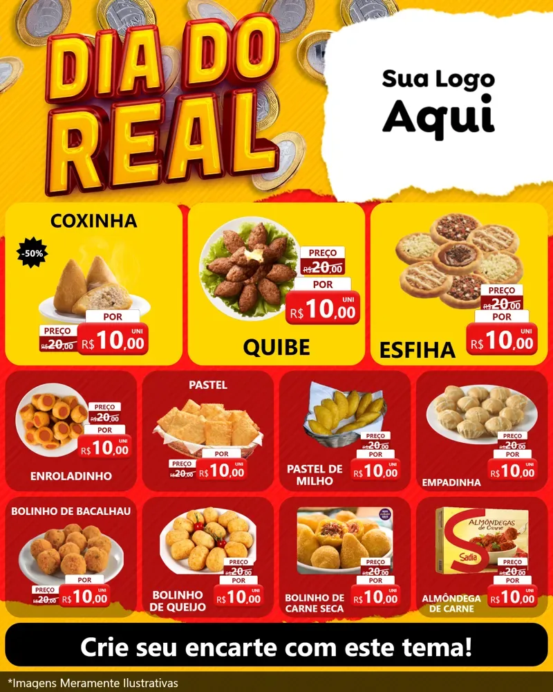 Modelo de Rede Social para Feed Instagram com o tema Dia Do Real para Salgadaria