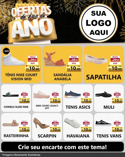 Modelo de Rede Social para Feed Instagram com o tema Ofertas de Fim de Ano para Calçados