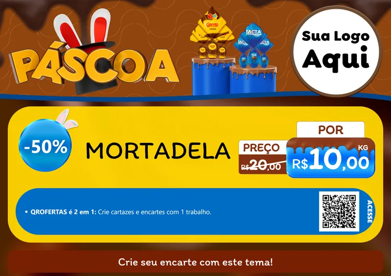 Modelo de Cartaz para Cartaz A4 Horizontal com o tema Páscoa para Frios e Laticínios