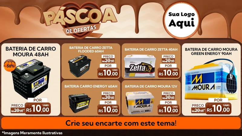 Modelo de TV para TV Horizontal com o tema Páscoa de Ofertas para Baterias Elétricas