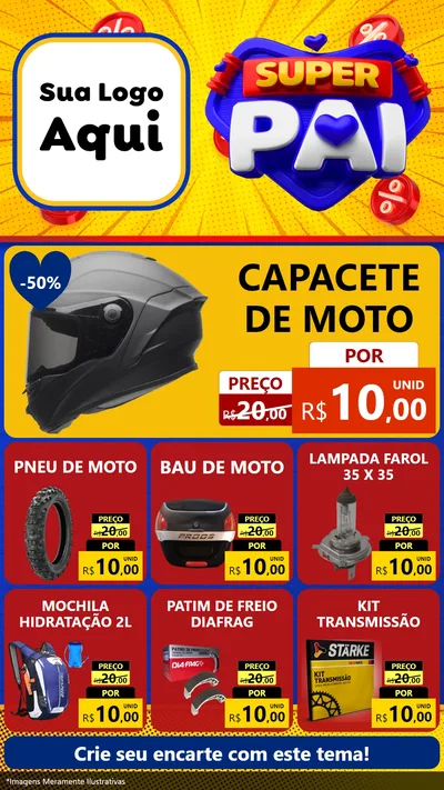 Modelo de Rede Social para Stories com o tema Super Pai para Moto peças