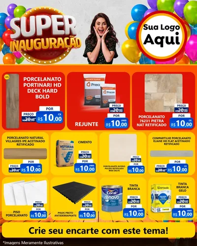 Modelo de Rede Social para Feed Instagram com o tema Super Inauguração para Pisos e revestimentos