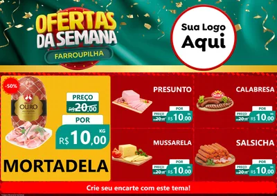 Modelo de Encarte para Encarte A4 Horizontal com o tema Ofertas da Semana Farroupilha para Frios e Laticínios