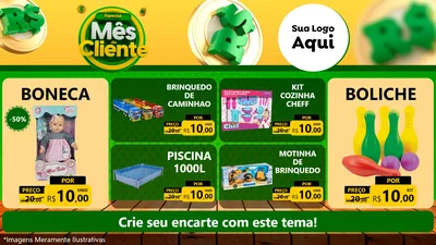 Modelo de TV para TV Horizontal com o tema Especial Mês do Cliente para Brinquedos