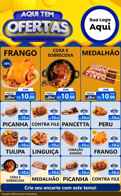 Modelo de Encarte para Encarte Grande com o tema Aqui Tem Ofertas para Assados