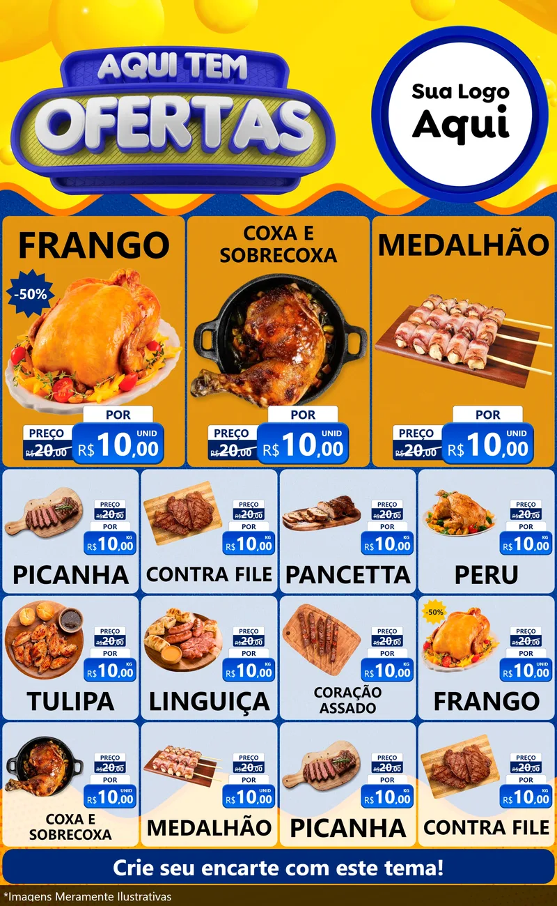 Modelo de Encarte para Encarte Grande com o tema Aqui Tem Ofertas para Assados