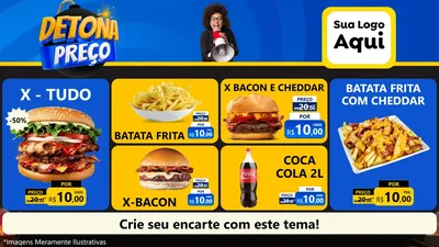 Modelo de TV para TV Horizontal com o tema Detona Preços para Hamburgueria