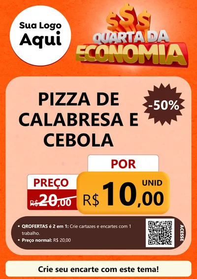 Modelo de Cartaz para Cartaz A4 Vertical com o tema Quarta da Economia para Pizzaria