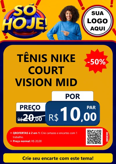 Modelo de Cartaz para Cartaz A4 Vertical com o tema Só Hoje! para Calçados