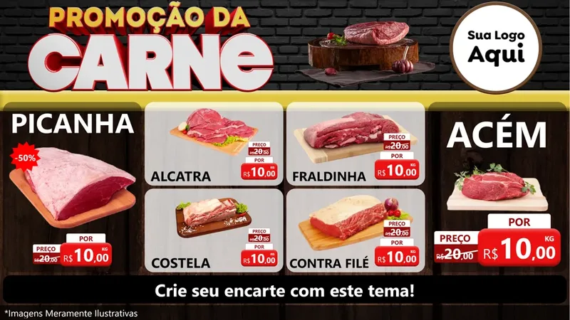 Modelo de TV para TV Horizontal com o tema Promoção da Carne para Açougue