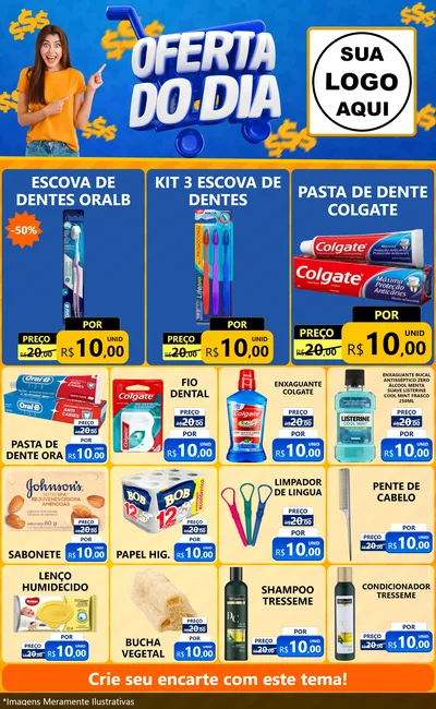 Modelo de Encarte para Encarte Grande com o tema Oferta do Dia para Higiene Pessoal