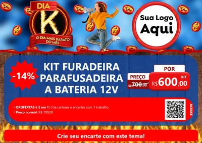 Modelo de Cartaz para Cartaz A4 Horizontal com o tema Dia K - O Dia Mais Barato Do Mês para Maquinas e Ferramentas