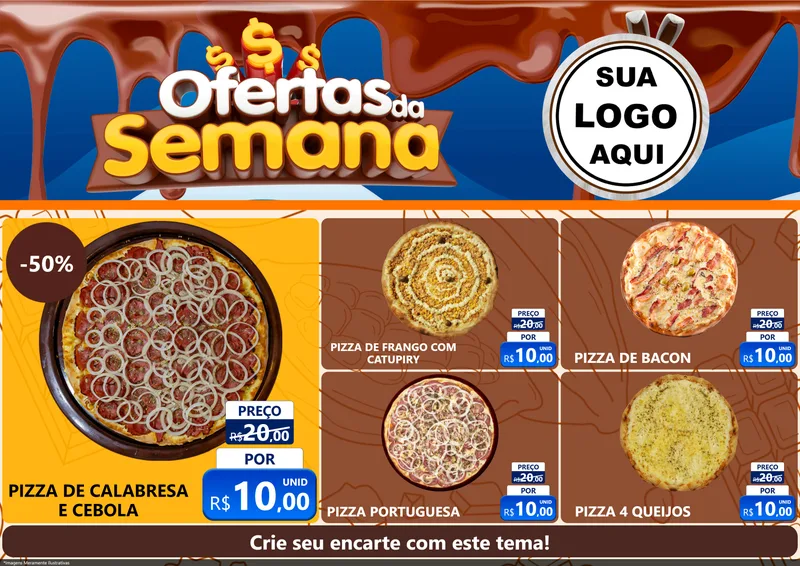 Modelo de Encarte para Encarte A4 Horizontal com o tema Ofertas da Semana - Páscoa para Pizzaria