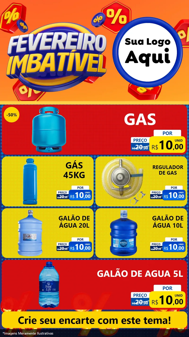 Modelo de TV para TV Vertical com o tema Fevereiro Imbatível para Água e gás