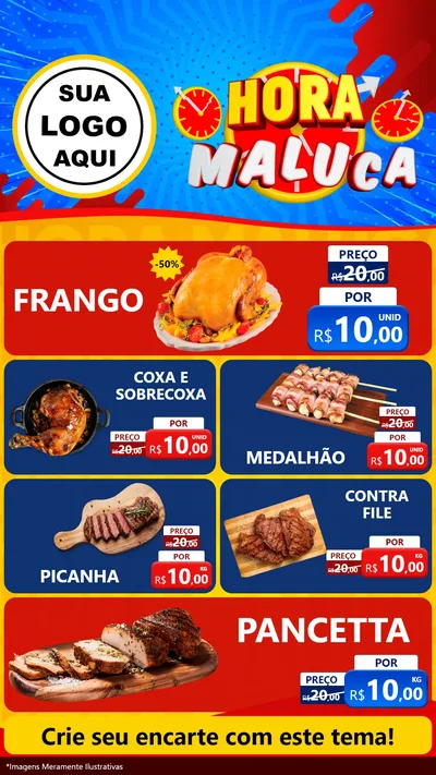 Modelo de TV para TV Vertical com o tema Hora Maluca para Assados