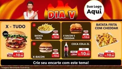 Modelo de TV para TV Horizontal com o tema Dia V para Hamburgueria