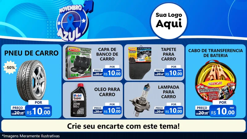 Modelo de TV para TV Horizontal com o tema Novembro Azul para Auto peças