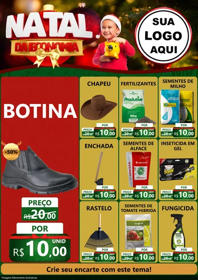 Modelo de Encarte para Encarte A4 Vertical com o tema Natal da Economia para Agropecuária