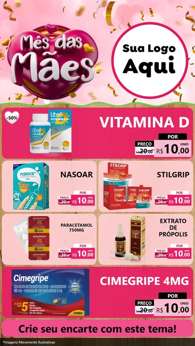 Modelo de TV para TV Vertical com o tema Mês das Mães para Farmácia